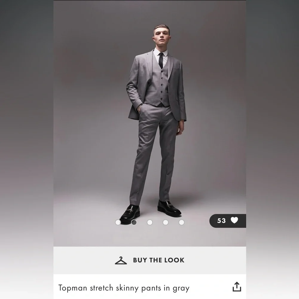 ASOS NWT “Topman” stretch skinny pants in gray 34x30 - Picture 4 of 8